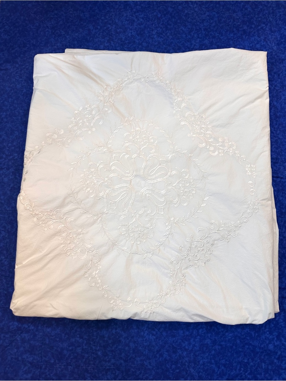 Hotel Collection Full/Duvet Cover 100% Cotton White Embroidered Cottage Core